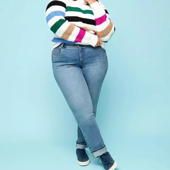 Lane Bryant NWT Straight Leg High-Rise Tighter Tummy Jeans Flex Waistband, Sz 24 - Picture 2 of 16